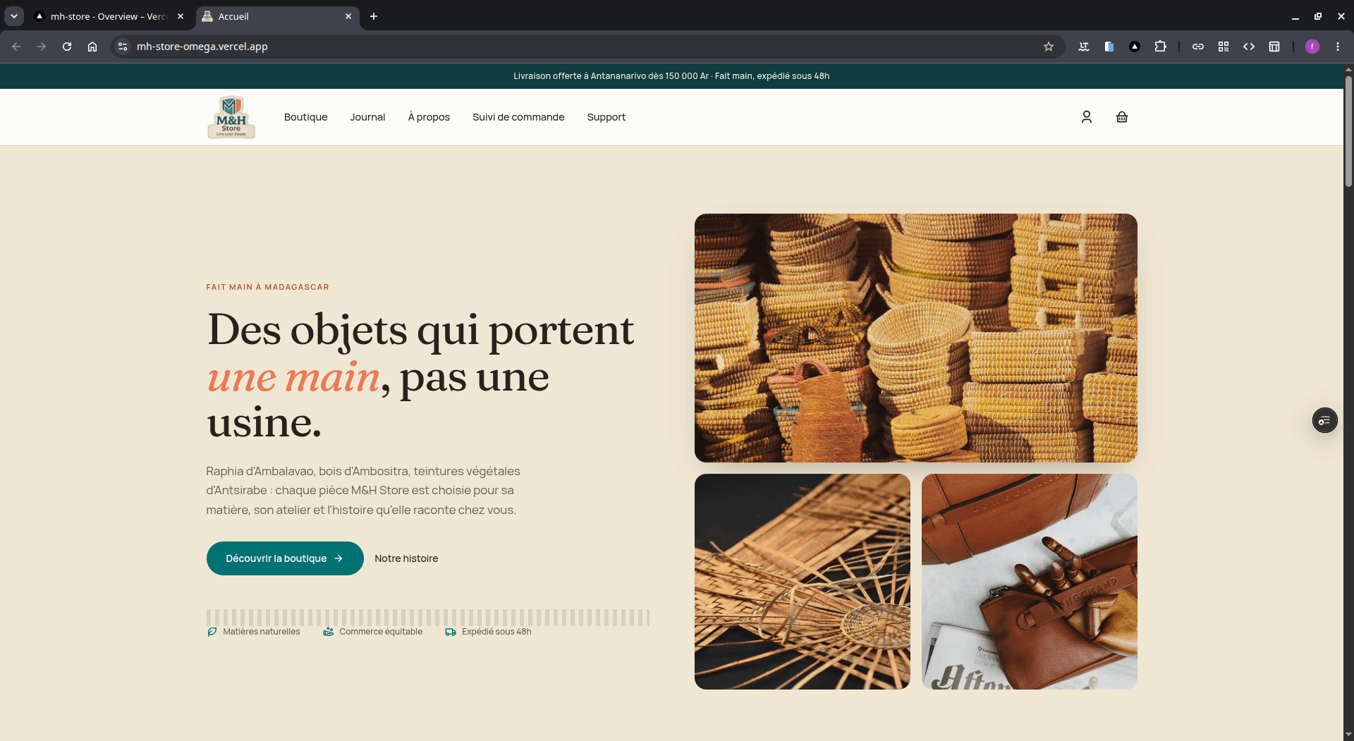 MH Store home page