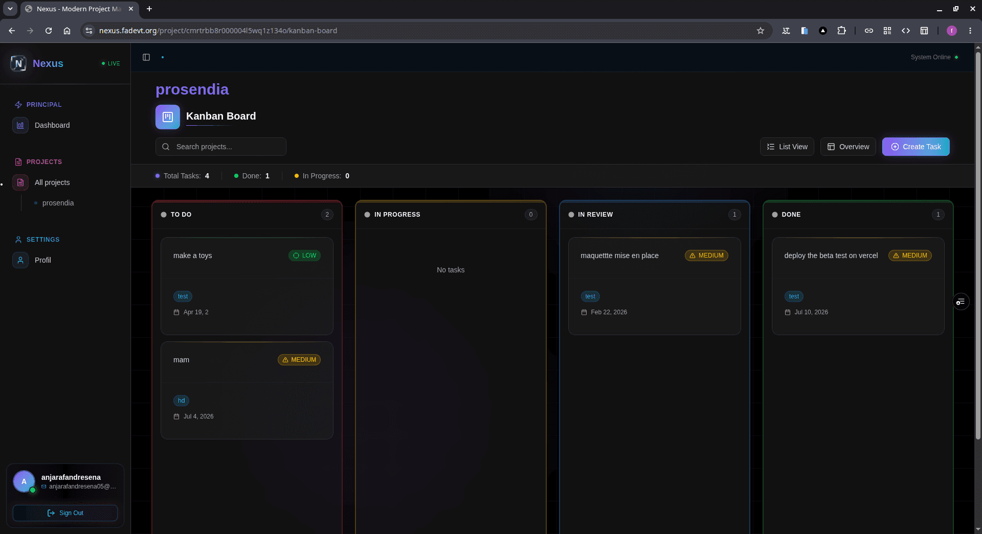 Nexus task board