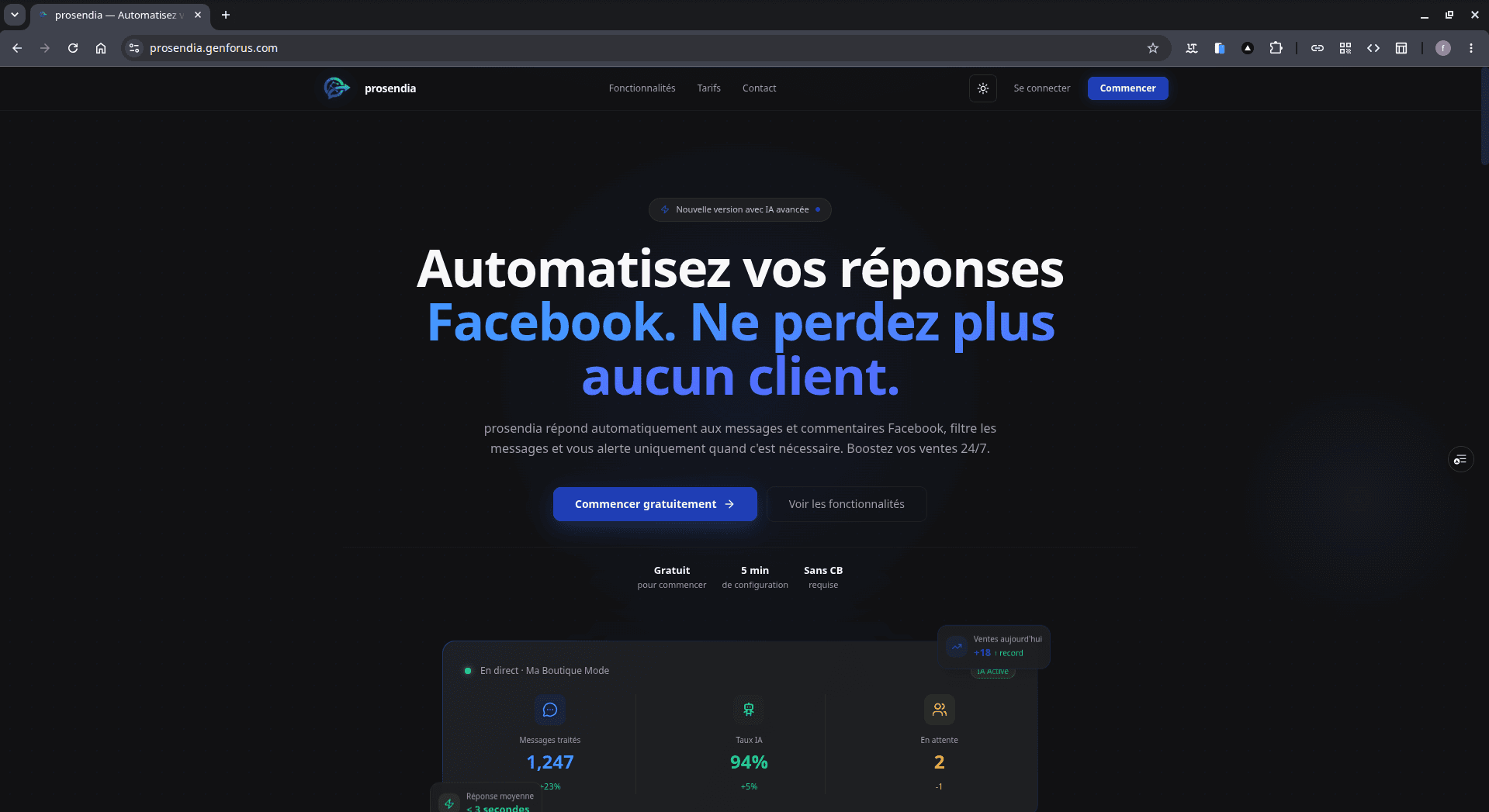 Prosendia dashboard